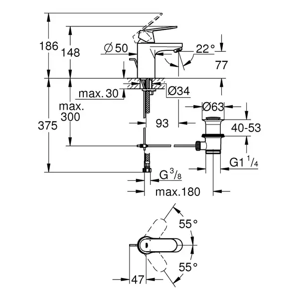 Grohe Eurosmart Cosmopolitan Змішувач для раковини, хром (3282500E)