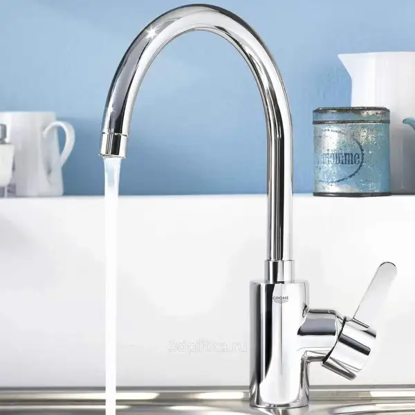 Смеситель для раковины, с поворотным изливом Grohe Eurosmart Cosmopolitan (цвет - хром), с донным клапаном (32830001) фото 3 Aquada.com.ua