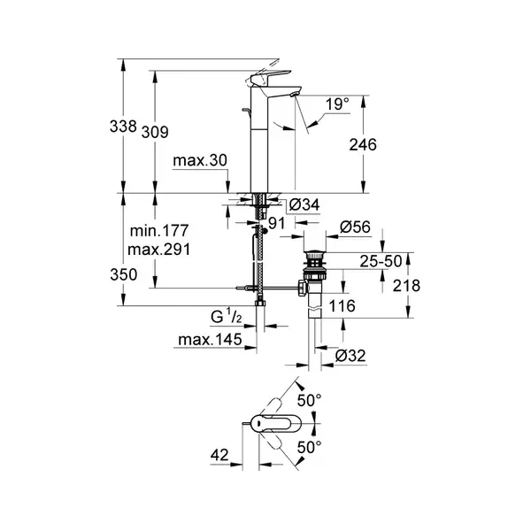 Змішувач для умивальника Grohe BauEdge XL-Size (32860000)