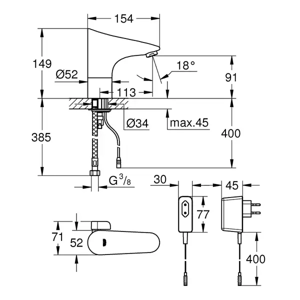 GROHE Смеситель для раковины Europlus E (36015001) фото 2 Aquada.com.ua