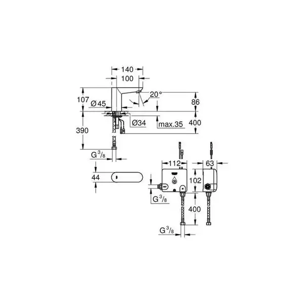 Grohe Euroeco Cosmopolitan E Монокран сенсорный, хром (36384000)