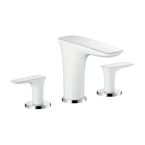 Смеситель для раковины Hansgrohe PuraVida (цвет - хром/белый),с донным клапаном (15063400) фото 1 Aquada.com.ua