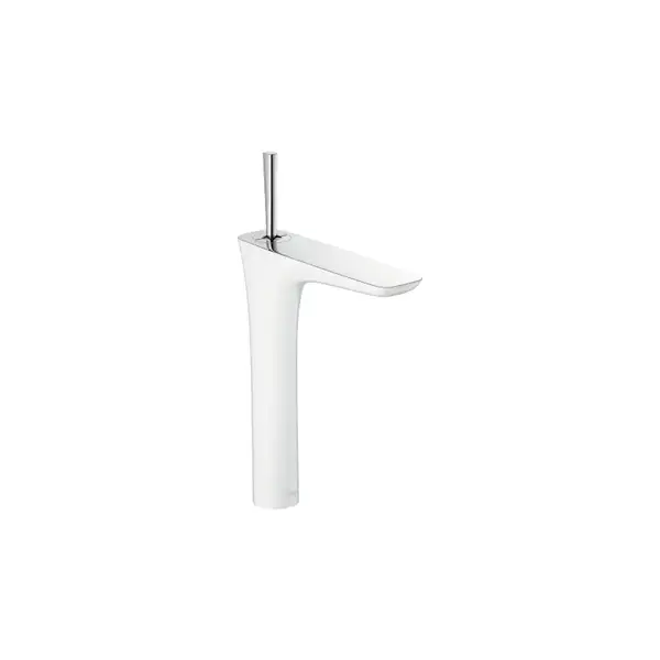 Смеситель для раковины, однорычажный Hansgrohe PuraVida (цвет - белый/хром), с донным клапаном Push-Open Push-Open (15072400) фото 1 Aquada.com.ua