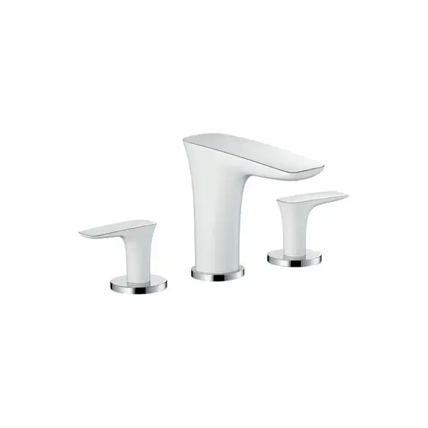 Cмеситель для раковины Hansgrohe PuraVida (цвет - хром/белый), с донным клапаном Push-Open (15073400) фото 1 Aquada.com.ua