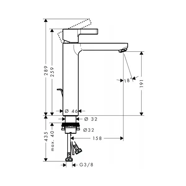 Hansgrohe Metris S 190 Змішувач для умивальника, хром (31021000)