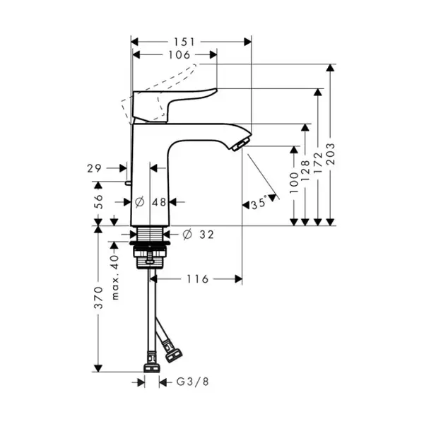 Hansgrohe Mertis 110 Змішувач для раковини, хром (31080000)