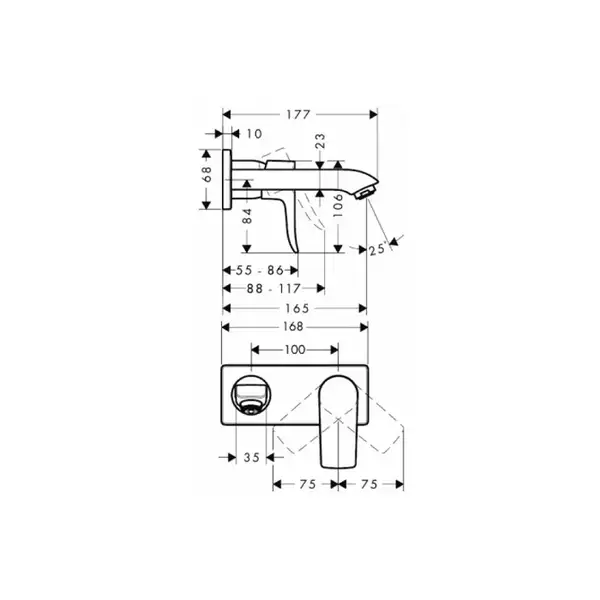 Смеситель для раковины, однорычажный Hansgrohe Metris (цвет - хром) (31085000) фото 2 Aquada.com.ua