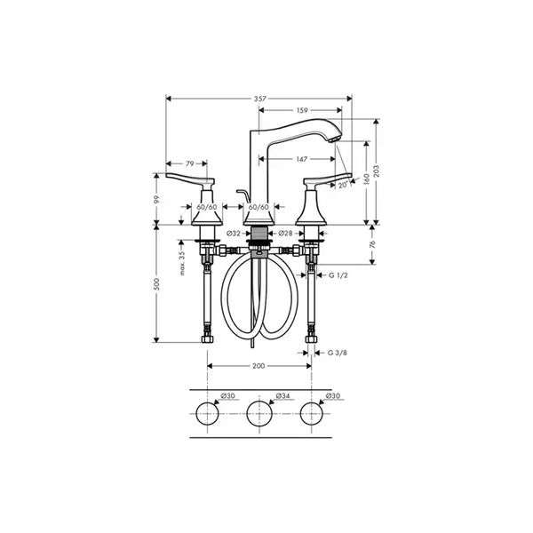 Змішувач для умивальника Hansgrohe Metropol Classic (31331000)