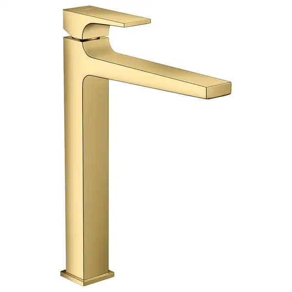 Смеситель для раковины высокий Hansgrohe Metropol (цвет - полированное золото), с донным клапаном (32512990) фото 1 Aquada.com.ua