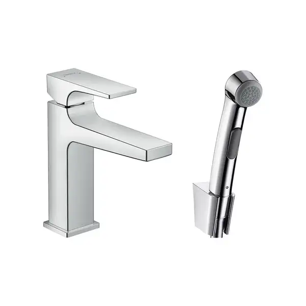 Смеситель для раковины с гигиеническим душем Hansgrohe Metropol (цвет - хром), с донным клапаном (32522000) фото 1 Aquada.com.ua