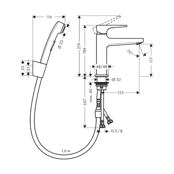 Hansgrohe Metropol 100 Змішувач для умивальника, хром (32522000)