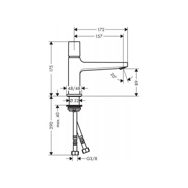 Змішувач для умивальника Hansgrohe Metropol 100 Select з донним клапаном Push-Open, хром (32570000)