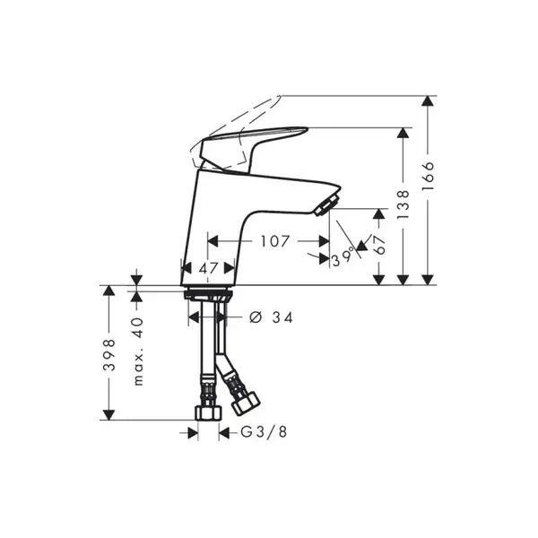 Смеситель для раковины, однорычажный Hansgrohe Logis (цвет - хром) (71071000) фото 3 Aquada.com.ua
