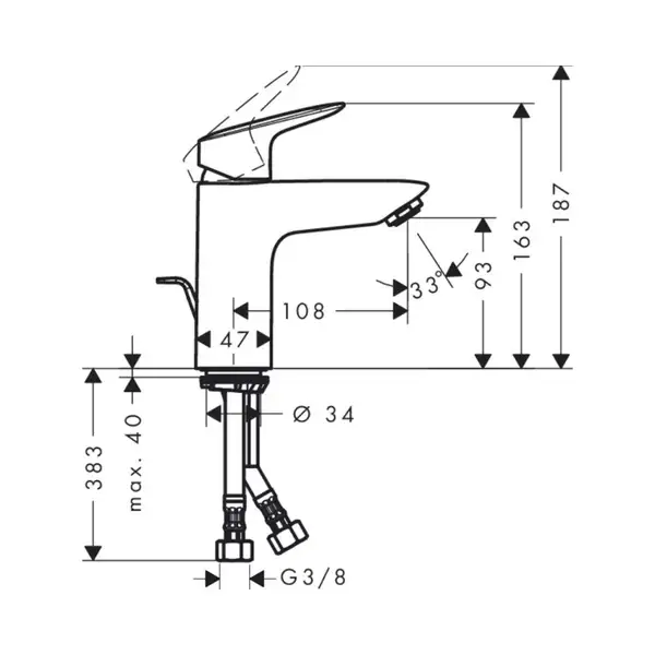Смеситель для раковины Hansgrohe Logis 100 71107000 фото 2 Aquada.com.ua