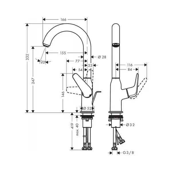 Hansgrohe Novus 240 Змішувач для умивальника, хром (71126000)