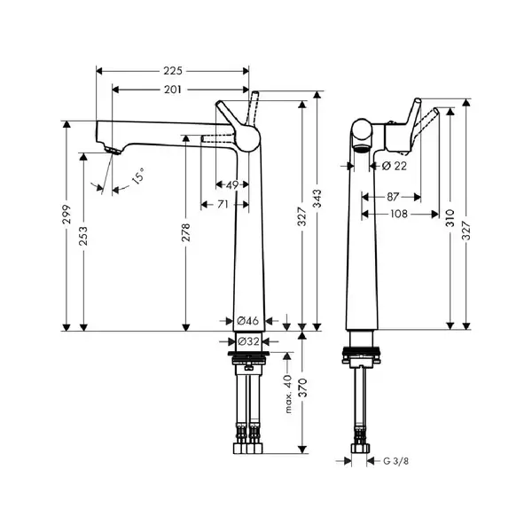 Смеситель для раковины, однорычажный Hansgrohe Talis S 250 (цвет - хром) (72116000) фото 2 Aquada.com.ua