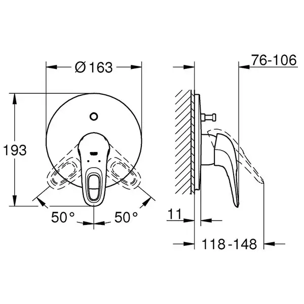Смеситель однорычажный для ванны Grohe Eurostyle (цвет - хром/белый) (19506LS3) фото 4 Aquada.com.ua