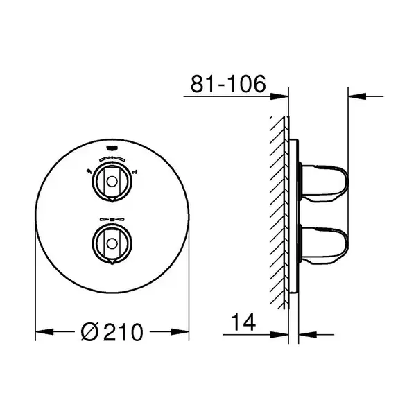 Термостат для ванны на 2 положения Grohe Grohtherm 1000 (цвет - хром) (19986000) фото 4 Aquada.com.ua