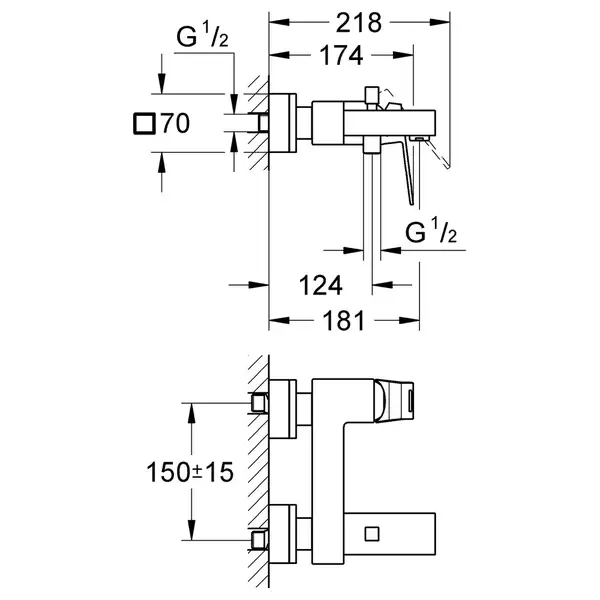 Grohe Eurocube Смеситель для ванны, хром (23140000)