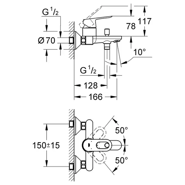 Grohe BauLoop Змішувач для ванни, хром (23341000)