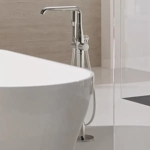 Смеситель для ванны напольного монтажа Grohe Essence (цвет - хром), с душевым гарнитуром (23491001) фото 6 Aquada.com.ua
