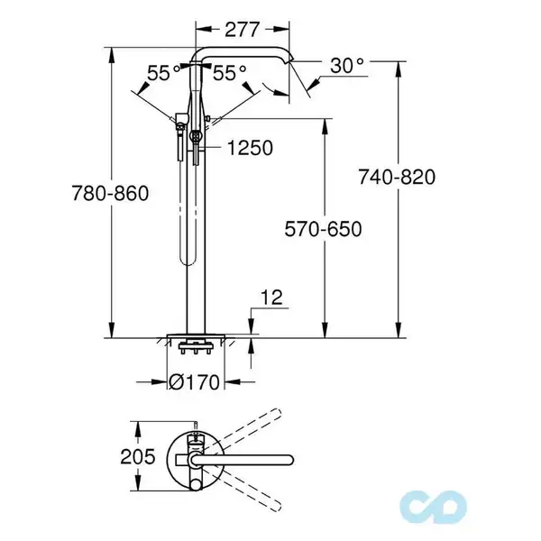 Grohe Essence New Напольный смеситель для ванны, хром (23491001)