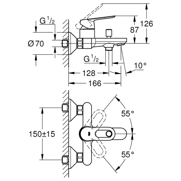 Grohe BauLoop Змішувач для ванни, хром (23603000)
