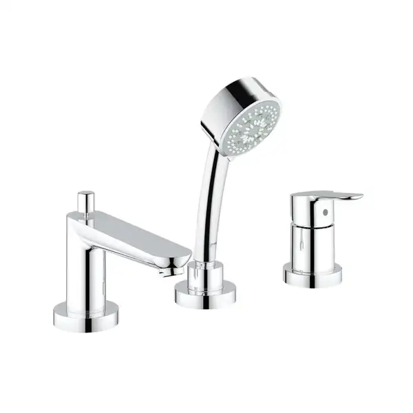 Смеситель на борт ванны Grohe Bau Edge (цвет - хром), с душевым гарнитуром (2511700A) фото 3 Aquada.com.ua