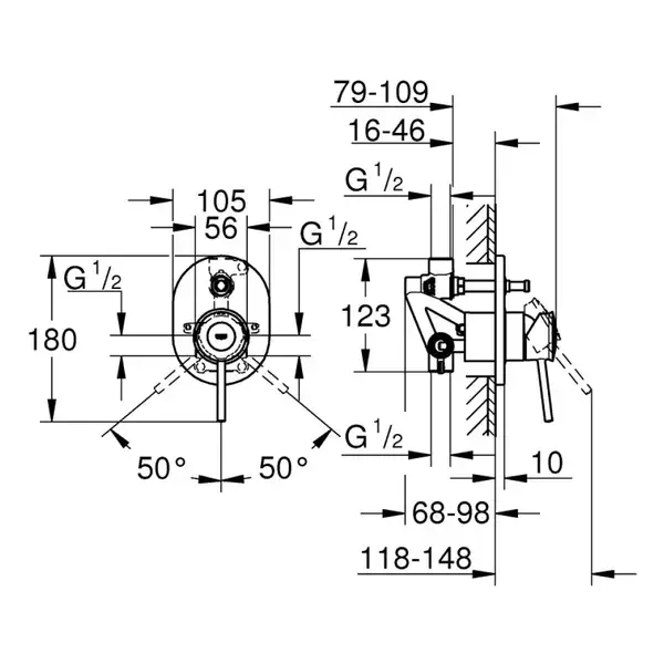 Grohe BauClassic Змішувач для ванни, хром (29047000)