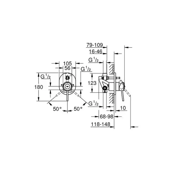 Grohe BauClassic Змішувач для ванни, хром (29047000)