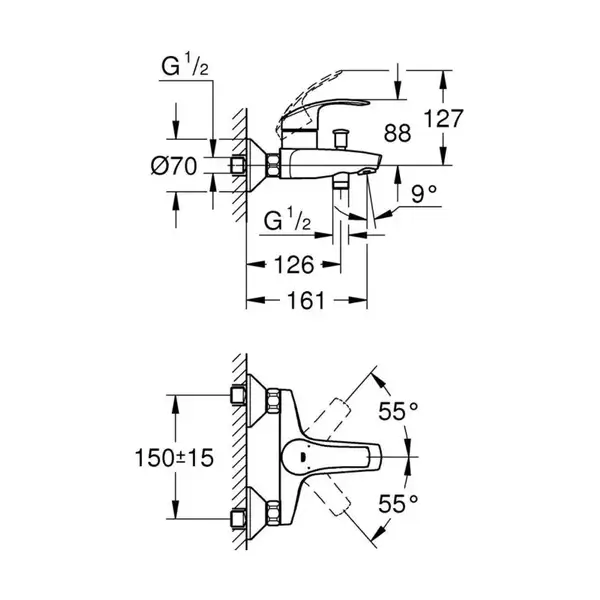 Grohe Eurosmart Змішувач для ванни, хром (33300002)