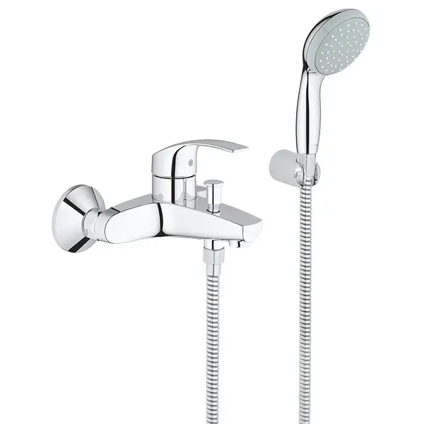 Смеситель однорычажный для ванны Grohe Eurosmart DN 15 (цвет - хром) с ручным душем (33302002) фото 1 Aquada.com.ua