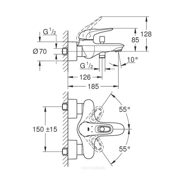 Grohe Eurostyle Змішувач для ванни, хром (33591003)