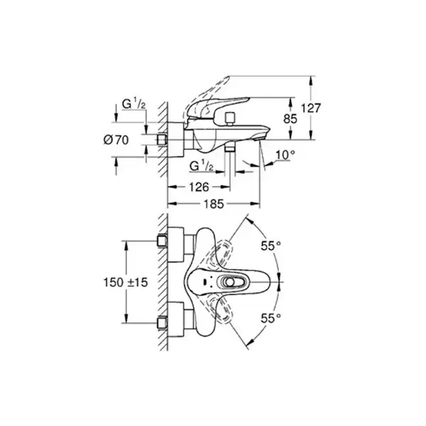 Grohe Eurostyle Змішувач для ванни, хром (33591LS3)