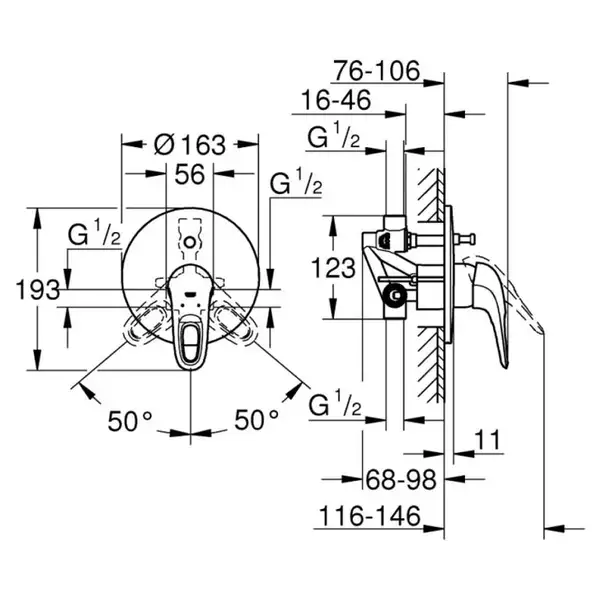 Смеситель для ванны Grohe Eurostyle (цвет - хром) (33637003) фото 2 Aquada.com.ua