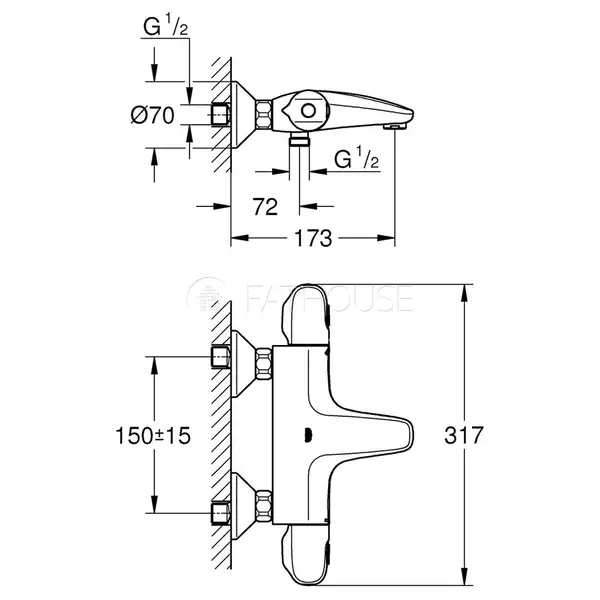 Grohe Grohtherm 1000 New Термостат для ванни, хром (34155003)