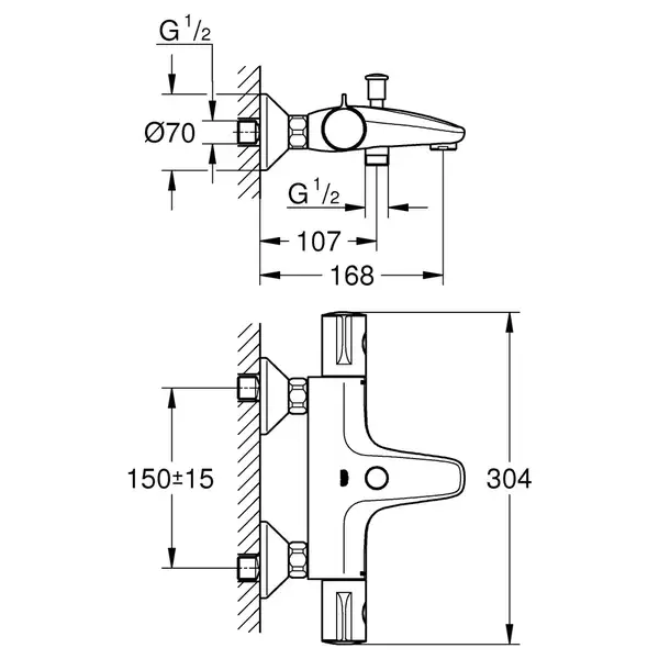 GROHE Термостат для ванни реверсний Grohtherm 800  (34564000) фото 5 Aquada.com.ua