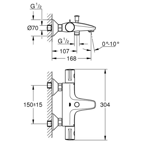 Grohe Grohtherm 800 Термостат для ванни, хром (34576000)