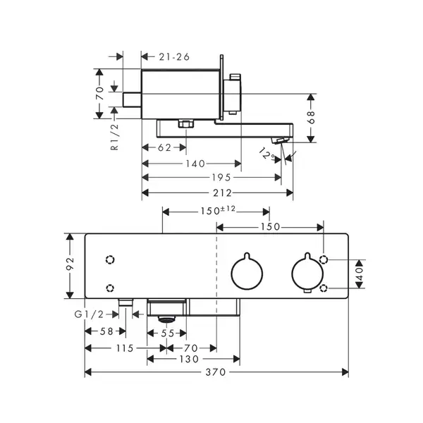HANSGROHE Термостат для ванны, белый/хром ShowerTablet 350 (13107400) фото 2 Aquada.com.ua