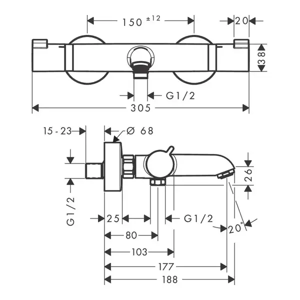 Hansgrohe Ecostat Comfort Термостат для ванны, черный матовый (13114670)