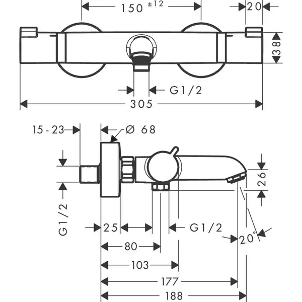 Hansgrohe Ecostat Comfort Смеситель для ванны, золото (13114990)