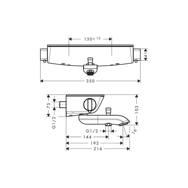 HANSGROHE Термостат для ванны Ecostat Select (13141000) фото 2 Aquada.com.ua