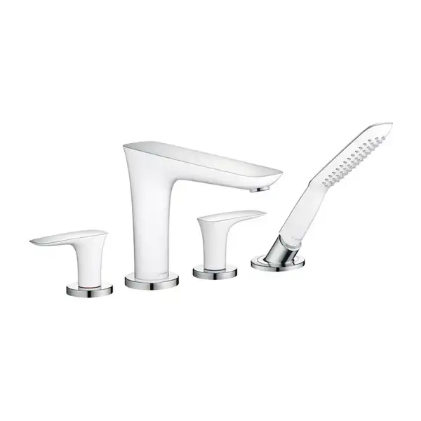 Смеситель на борт ванны Hansgrohe PuraVida (цвет - хром/белый) (15446400) фото 1 Aquada.com.ua