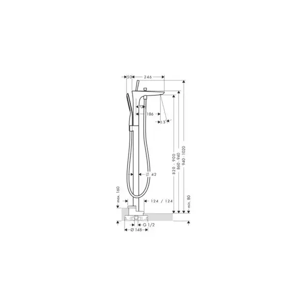 Смеситель отельностоящий для ванны Hansgrohe PuraVida (цвет - хром) (15473000) фото 3 Aquada.com.ua