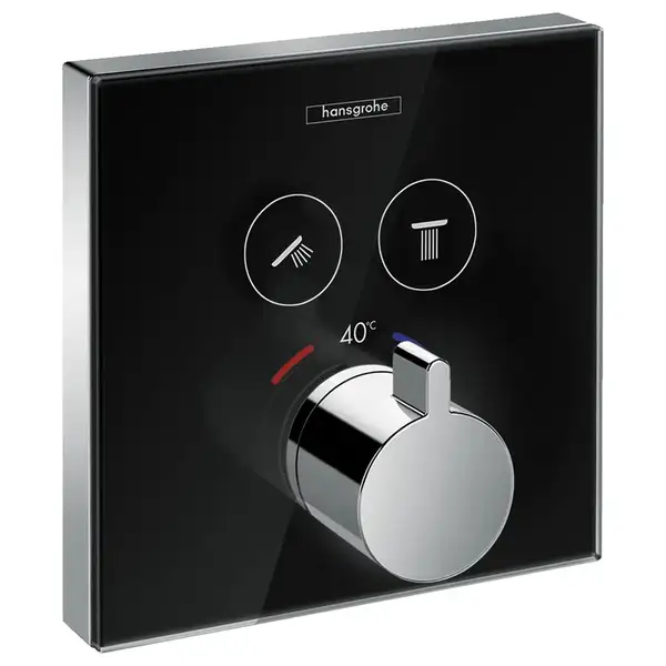 HANSGROHE ShowerSelect Термостат  для двух потребителей, стеклянный, СМ черный/хром (15738600) фото 1 Aquada.com.ua