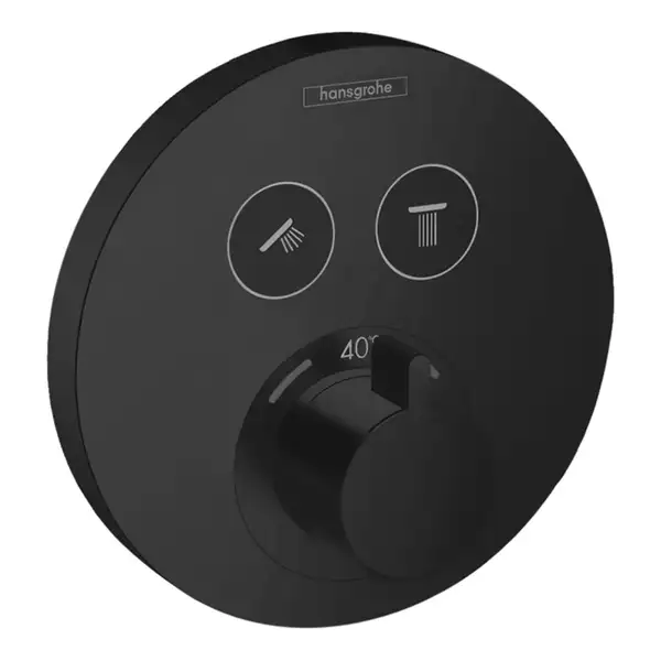 Термостат для ванны на 2 потребителя Hansgrohe Showerpipe ShowerSelect S (цвет - чёрный матовый) (15743670) фото 1 Aquada.com.ua