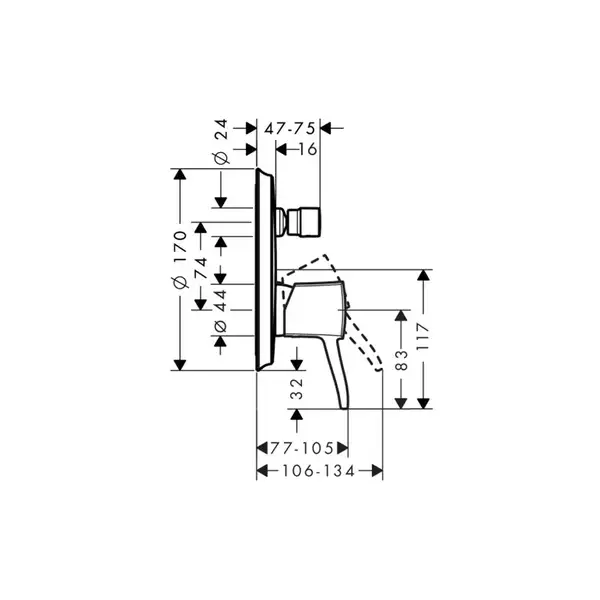Смеситель для ванны, однорычажный Hansgrohe Metropol Classic (цвет - хром) (31345000) фото 2 Aquada.com.ua