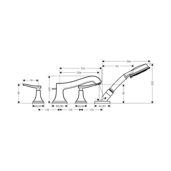 Змішувач для ванни Hansgrohe Metropol Classic (31441000)