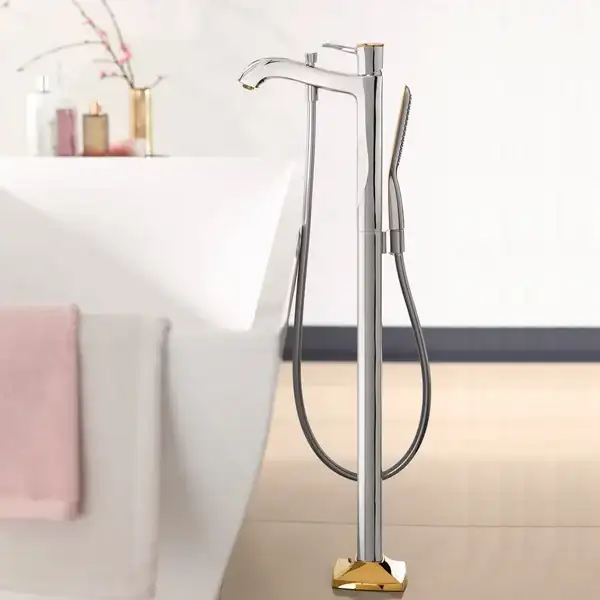Смеситель для ванны однорычажный, напольный Hansgrohe Metropol Classic (цвет - хром/золото) (31445090) фото 3 Aquada.com.ua