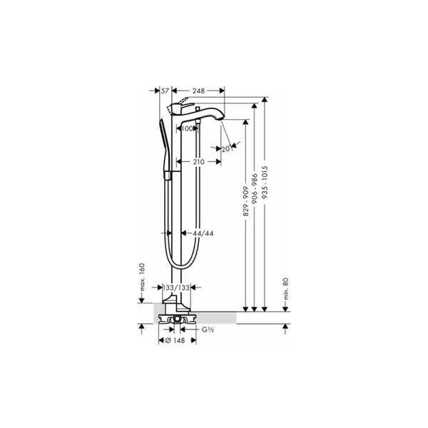 Смеситель для ванны однорычажный, напольный Hansgrohe Metropol Classic (цвет - хром/золото) (31445090) фото 4 Aquada.com.ua